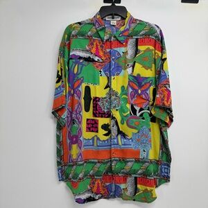 Vintage Union Bay Shirt,Button Up Hawaiian Style Size XL Multicolor Hong Kong